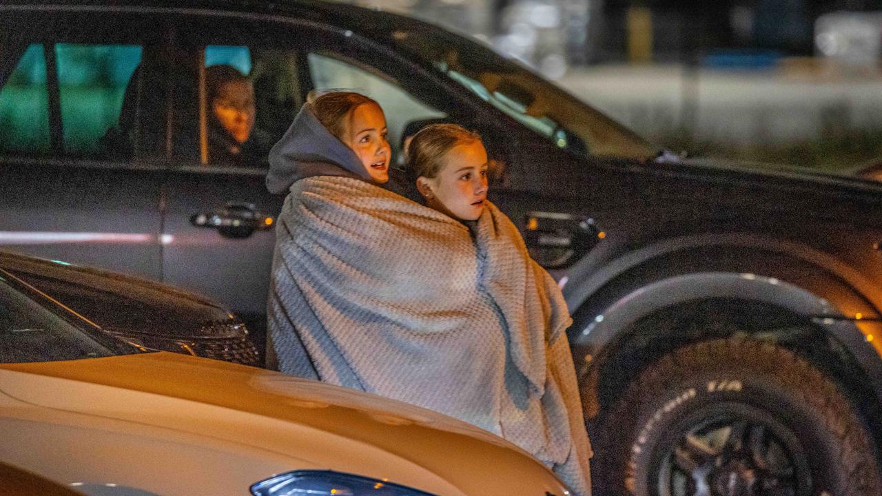 Fans kept warm as they waited for the star. Picture: NCA NewsWire / Jake Nowakowski