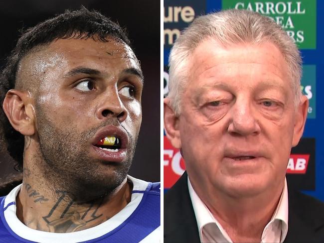 Josh Addo-Carr and Phil Gould. Photo: Fox Sports News.