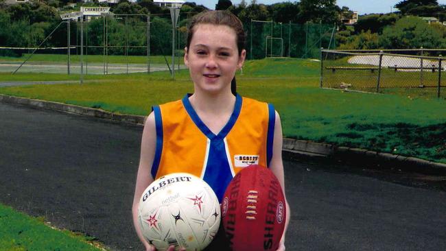 arah Allan was playing junior football and netball as a kid. Picture: supplied by family