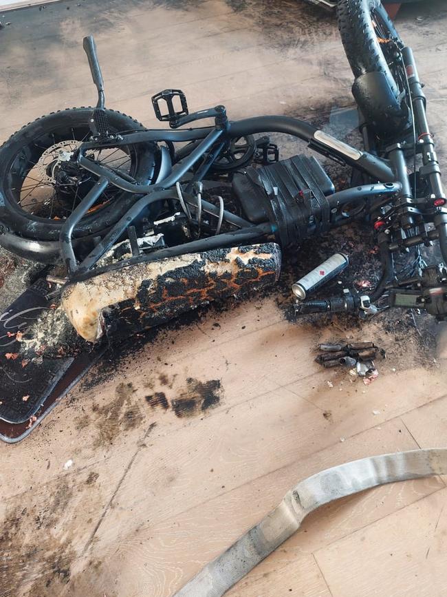 An e-bike caught fire inside an apartment complex in Bankstown in March.