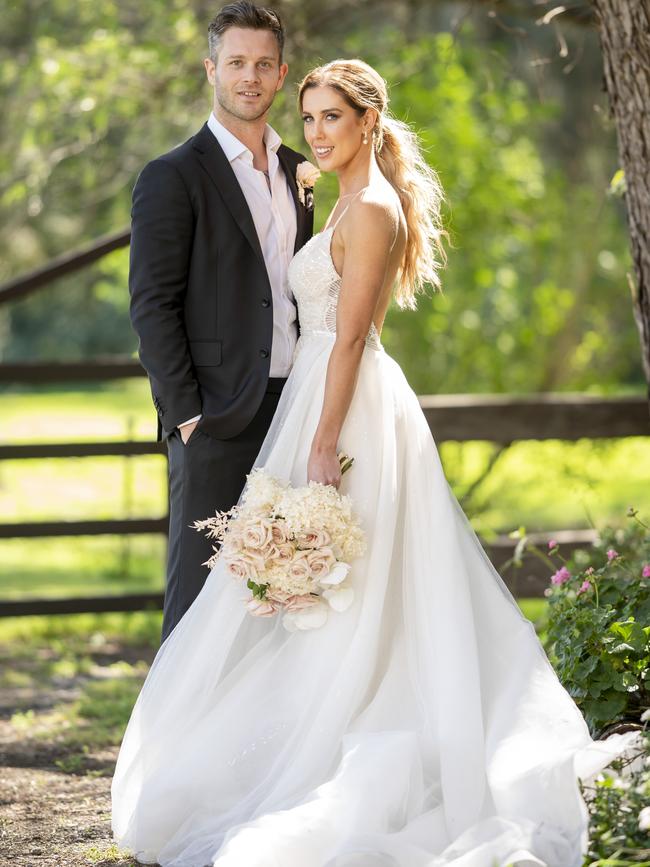 Jake Edwards on his wedding day to Bec on Married at First Sight. Photo: Channel Nine