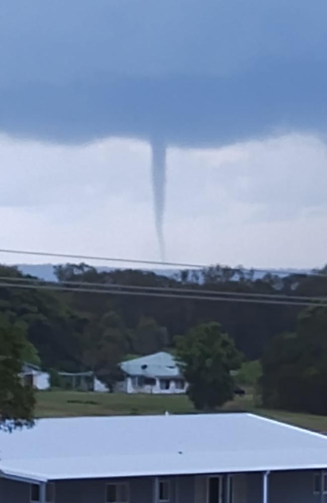 The waterspout which formed just off of Hervey Bay this morning. Picture: Deb Edwards