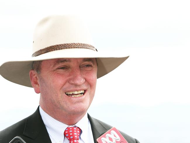 Barnaby Joyce addresses the media in Tamworth after the High Court ruling. Picture by Peter Lorimer