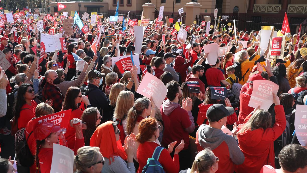 NSW teachers March on Parliament House in Sydney. Picture: John Grainger