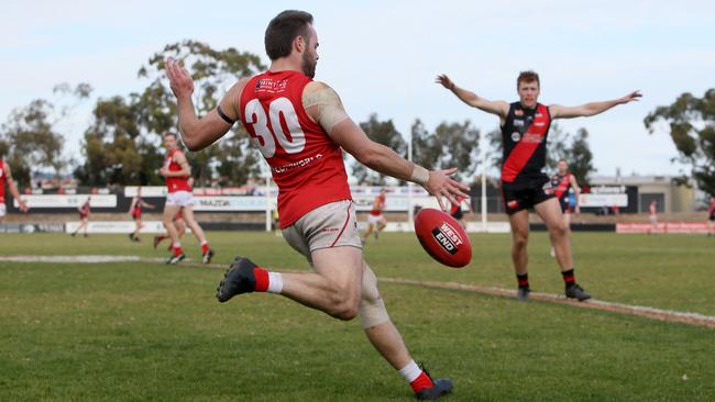 North Adelaide captain Max Thring again led from the front against West Adelaide. Picture: Emma Brasier/AAP