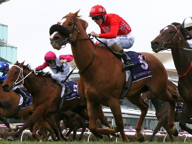 Damian Lane pushes out Dothraki to claim the Bobbie Lewis Quality. Picture: AAP