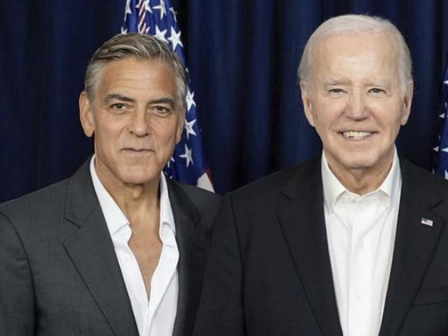 (L-R)  George Clooney, President Joe Biden, Julia Roberts and former president Barack Obama at a Democrat party fundraiser in Los Angeles. Picture: Instagram @juliaroberts