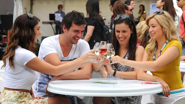 Sophie Walker, Josh DeGaris, Stephanie DeGaris and Sonja Jankovic enjoy the last Norwood Food and Wine Festival in 2012.