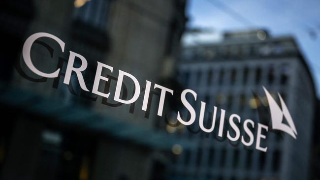 Credit Suisse shares nosedived this week after its main shareholder said it would not provide more funding. Picture: AFP