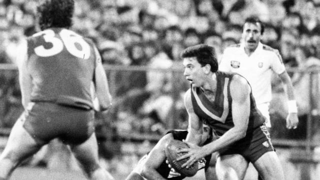 Mark Naley playing a State of Origin game against Victoria in 1987. Picture: Ray Titus