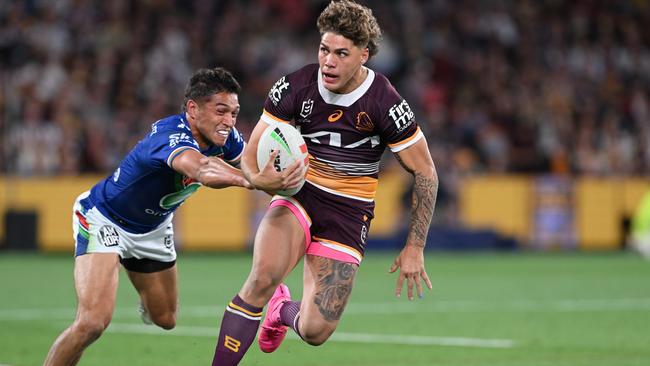 A blatant Reece Walsh forward pass has sparked fresh talks about introducing ball technology. Picture: Bradley Kanaris/Getty Images