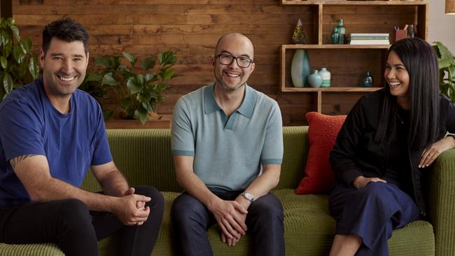 Canva co-founders Cliff Obrecht, Cameron Adams and Melanie Perkins.