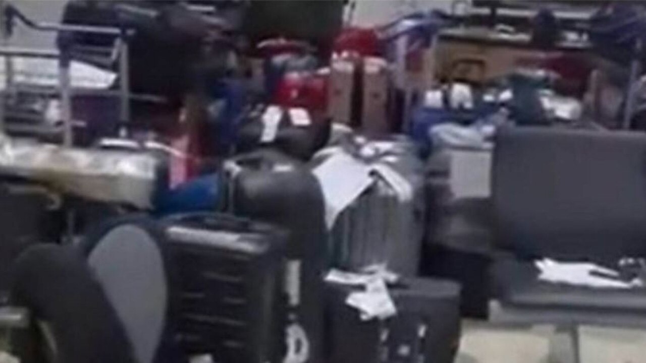 Lost luggage piles up at Auckland Airport. Picture: Channel 9