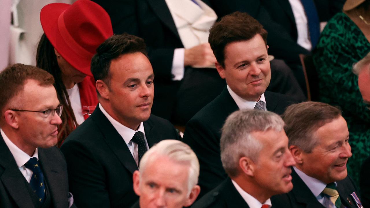 British television presenting duo Ant and Dec sit as guests wait during the Coronation of King Charles III and Queen Camilla. Picture: Getty