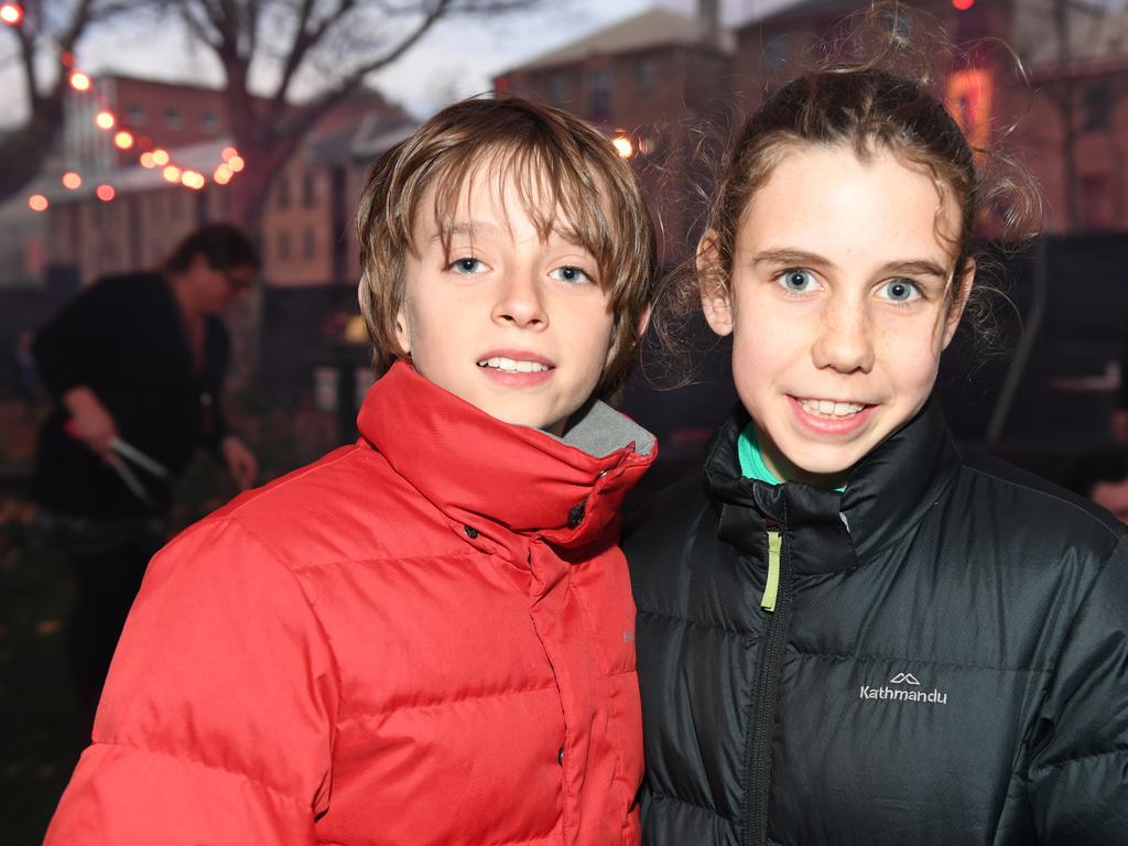 Winter Feast socials: Felix Holman, 10, and Freya Buckmaster, 10, of South Hobart. Picture: FIONA HARDING