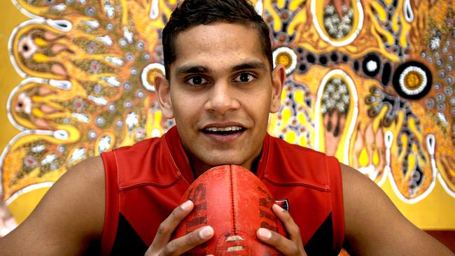 Dom Barry before making his AFL debut for Melbourne in 2014.