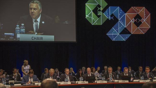 Joe Hockey chairs the opening of the G20 finance summit in Cairns today. Picture: Brian Cassey