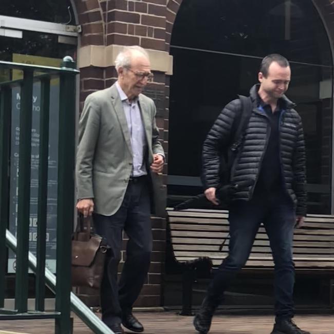 Raphael Anatole Van Aalst (right), 43, outside Manly Local Court after a court appearance in November last year. Picture: Manly Daily