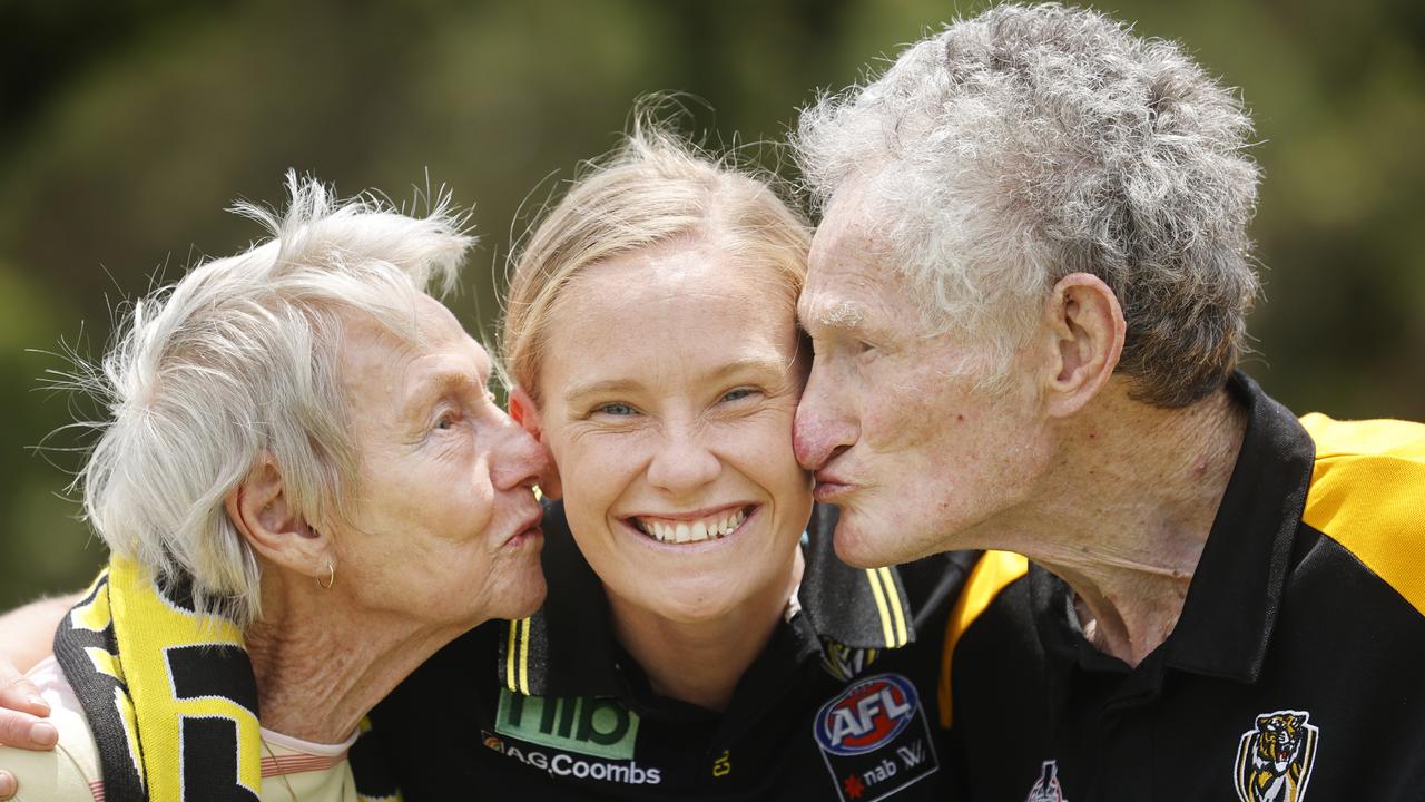 Sarah D'arcy with her grandparents, Margaret and Brian Walker.