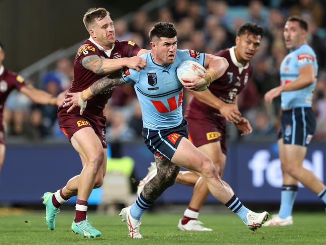 Bradman Best is ready to dominate his Knights teammate, Dane Gagai, at Suncorp Stadium. Picture: Brendon Thorne/Getty Images