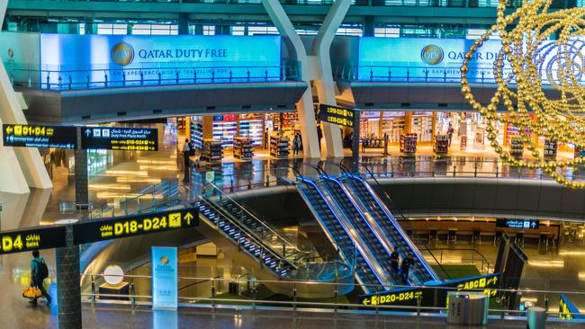 Inside the Hamad International Airport at Doha, Qatar.