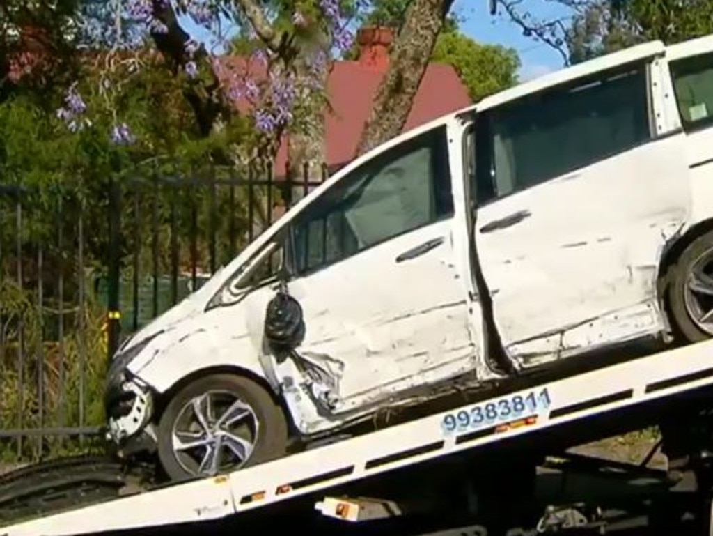 The vehicle that crashed into a school in Sydney. Picture: Seven News