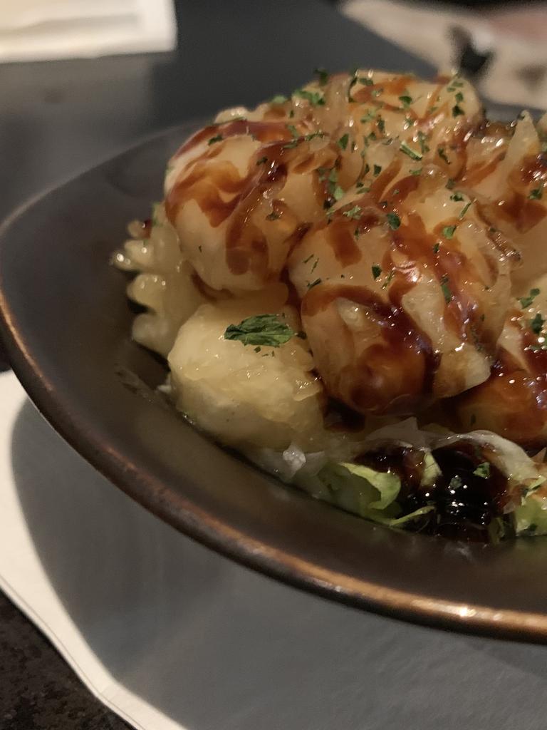 The $16 dish from Raku Izakaya – called Popcorn Prawn – may not photograph well, but it was perhaps the best dish I had in Orange.