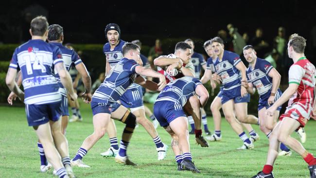 Emu Park and Rockhampton Brothers played out an exciting qualifying semi at Rugby Park on Saturday. Photo: Leeann Booth