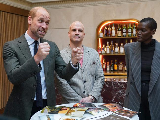 Prince William with BAFTA’s Tim Hunter and actor Sheila Atim. Picture: AFP