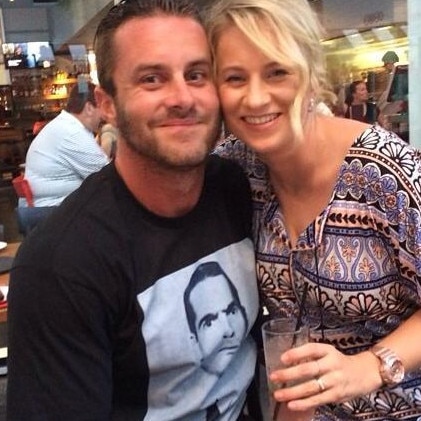 Brisbane father Josh Jones, who was left hospitalised after being assaulted at a junior rugby league game in Wynnum, with wife Laurice. Picture: Facebook