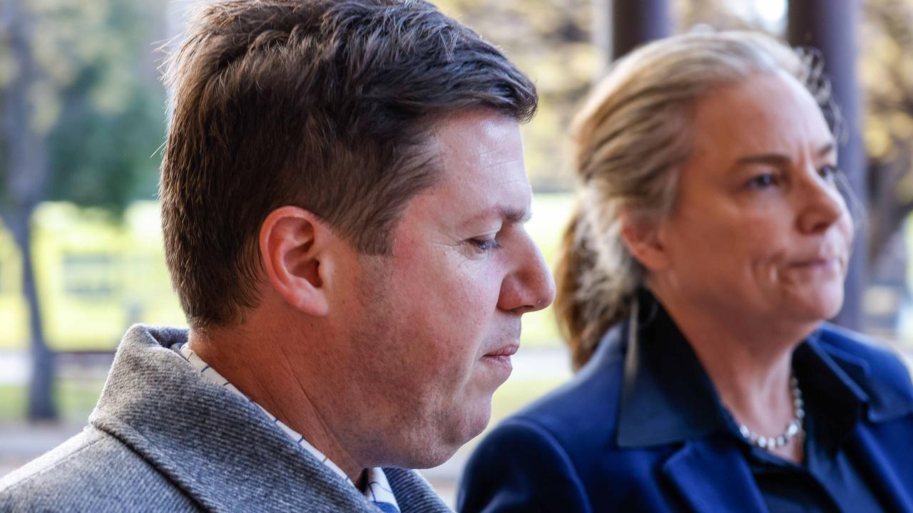 Mr Belperio and his barrister, former Victorian County Court judge Julie Condon KC. Picture: Russell Millard Photography