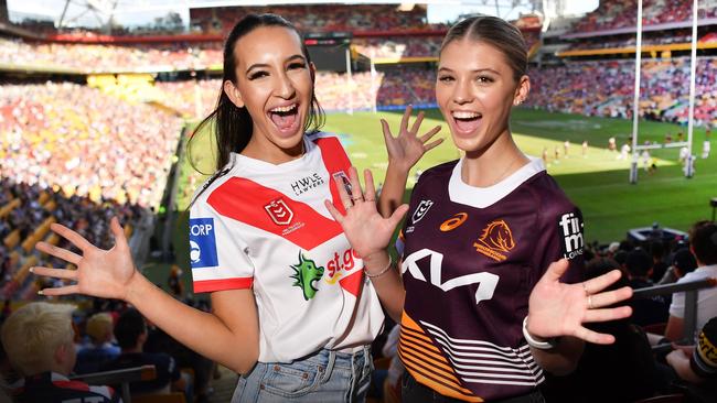 Caitlyn Daunt and Taylah Bowden at NRL Magic Round, Suncorp Stadium. Picture: Patrick Woods.