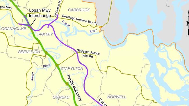 Coomera connector alignment map and aerial map supplied by Queensland Main Roads Picture Queensland Government