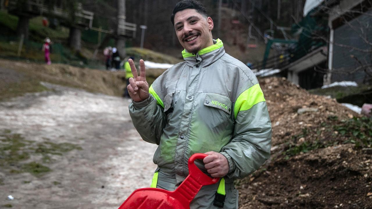 Italian TikTok influencer Anthony Sansone is seen posing at the ski resort. Picture: Emanuele Valeri/ANSA/AFP