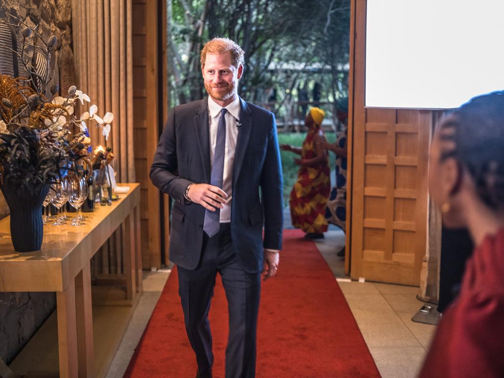 Harry at a Sentebale reception and panel discussion at The Saxon Hotel in Johannesburg, South Africa this week. Picture: Brian Otieno/Getty Images for Sentebale