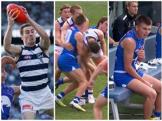 Geelong's Jeremy Cameron / and North Melbourne's Colby McKercher.