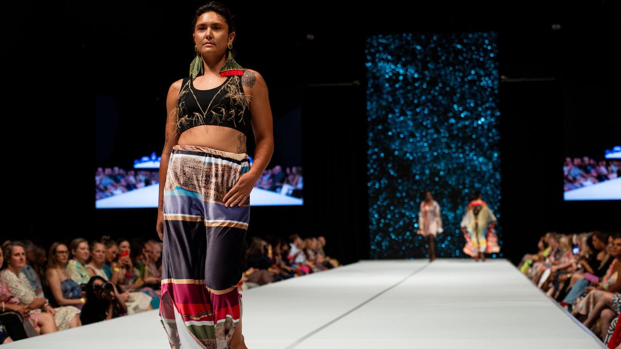 2024 Country to Couture at the Darwin Convention Centre showcases hand-designed First Nations fashion. Picture: Pema Tamang Pakhrin