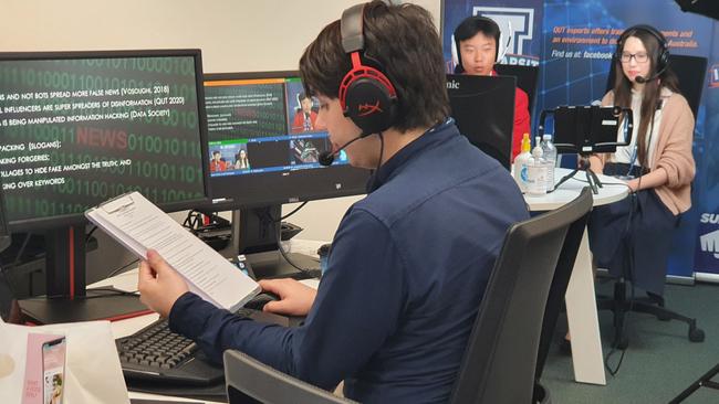 Commentator, broadcast, production and support staff roles for the League are undertaken by students and volunteers from QUT eSports. Photo: Nathan Edwards