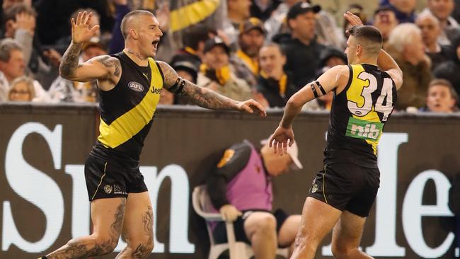 Dustin Martin kicked a freakish goal. Picture: Alex Coppel