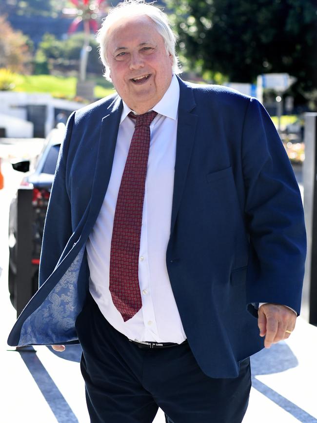 Clive Palmer arrives at court in Brisbane where liquidators were trying to claw back $200 million in claims.