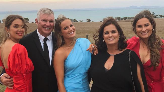 Facebook picture of Danny Frawley with wife Anita and daughters Chelsea, Keeley and Danielle.