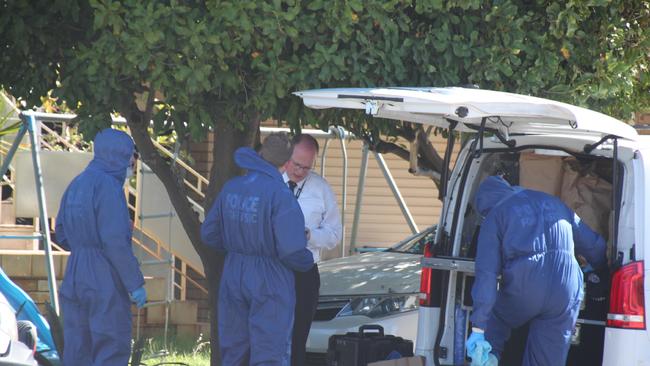 Forensic officers at the scene in Morley, Perth. Picture: NCA NewsWire / Anthony Anderson