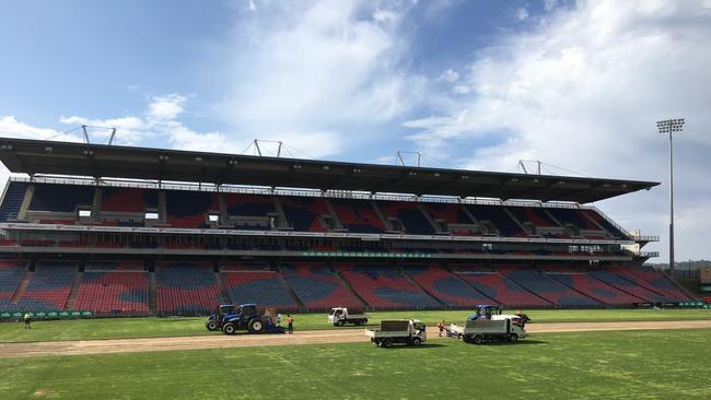 Work at McDonald Jones Stadium for the major new pitch upgrade