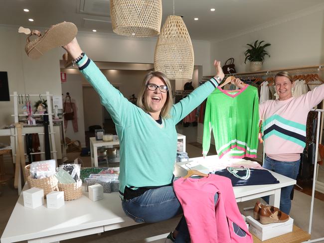 Melbourne Re-opening. Ainsley Sinicco and Narelle Dominguez owners of clothing retail shop Stanley & Stone in  Balwyn North.  Picture: Alex Coppel.