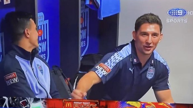 Victor Radley was caught simulating a sex act upon Joseph Suaalii in the NSW sheds.