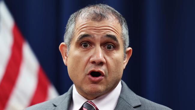 Carlos Ortiz, Deputy Chief at Detective Bureau Special Victims Division, speaks during a press conference. Picture: AFP