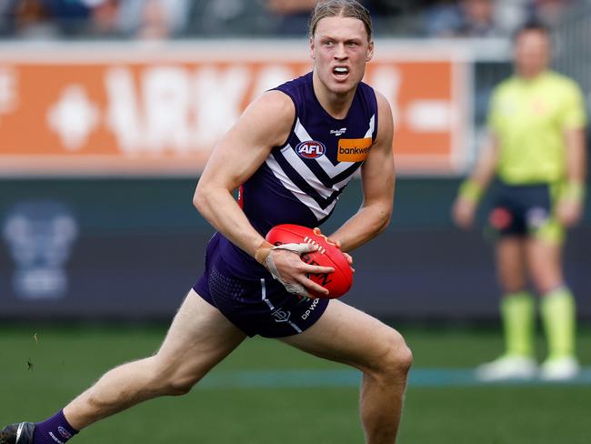 Young had an excellent game against the Cats. Picture: Michael Willson/AFL Photos via Getty Images