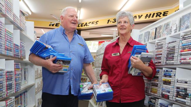 Leading Edge Video at Currumbin Valley is closing its doors forever today, with owners Peter Brown and Sue Brown looking forward to retirement. Picture Glenn Hampson