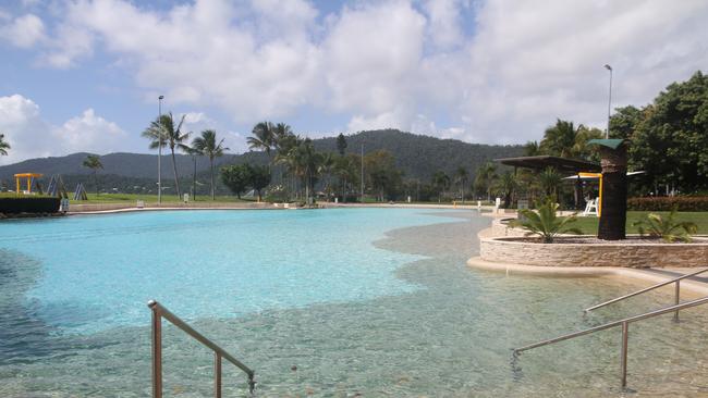 An eerily empty Airlie Beach Lagoon is just a sign of the desolate times in the Whitsunday's.