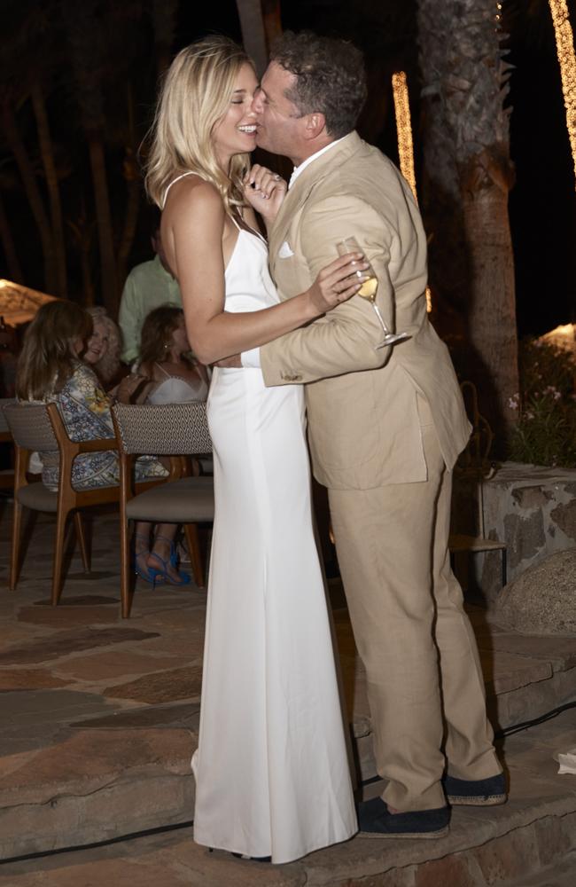 Karl and Jasmine share a smooch at the One &amp; Only Palmilla resort in Mexico. Picture: Supplied